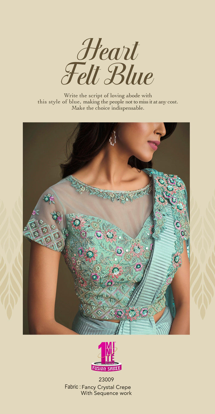 Afternoon Partywear Fusion Sari with Belt - Fashion Nation