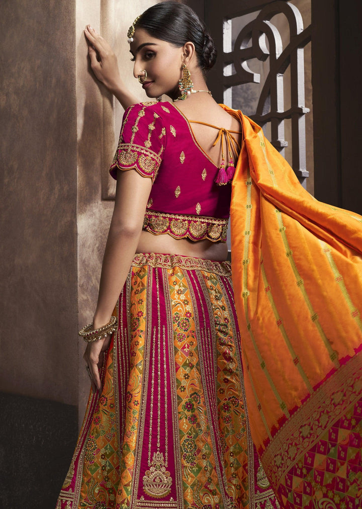 Haldi Wear Yellow Weaving Patterned Silk Ethnic Ghagra Choli - Fashion Nation