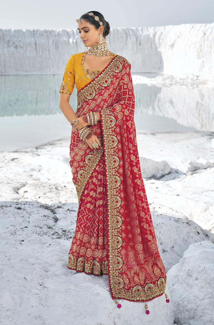 bridal silk saree in red