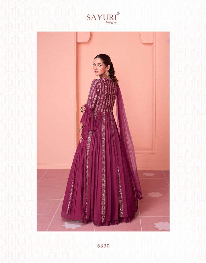 Sangeet Wear Magenta Georgette Indo Western Dress - Fashion Nation