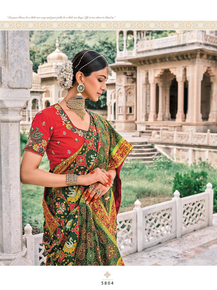 Mehendi Special Bandhej Patola Silk Saree - Fashion Nation