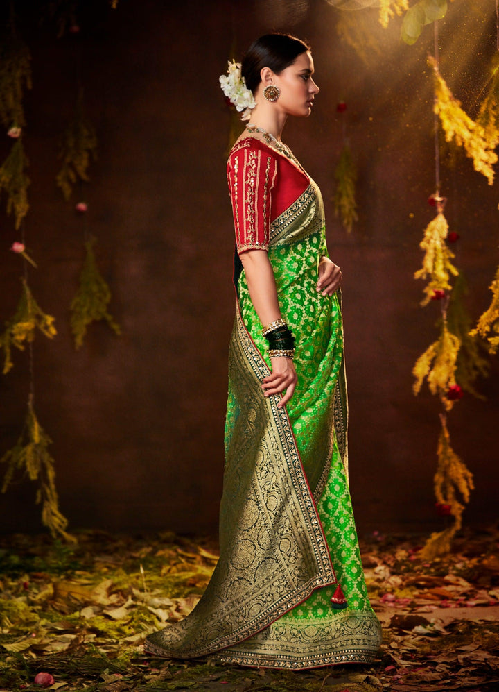 Mehendi Function Wear Silk Saree - Fashion Nation